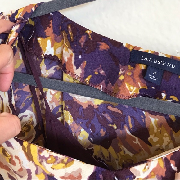 Land's End Purple Floral Georgette Ruffle - Picture 6 of 8